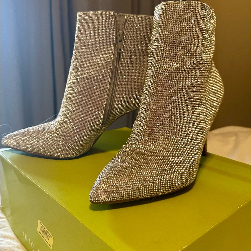 Gianni Bini Sparkling Silver Ankle Booties